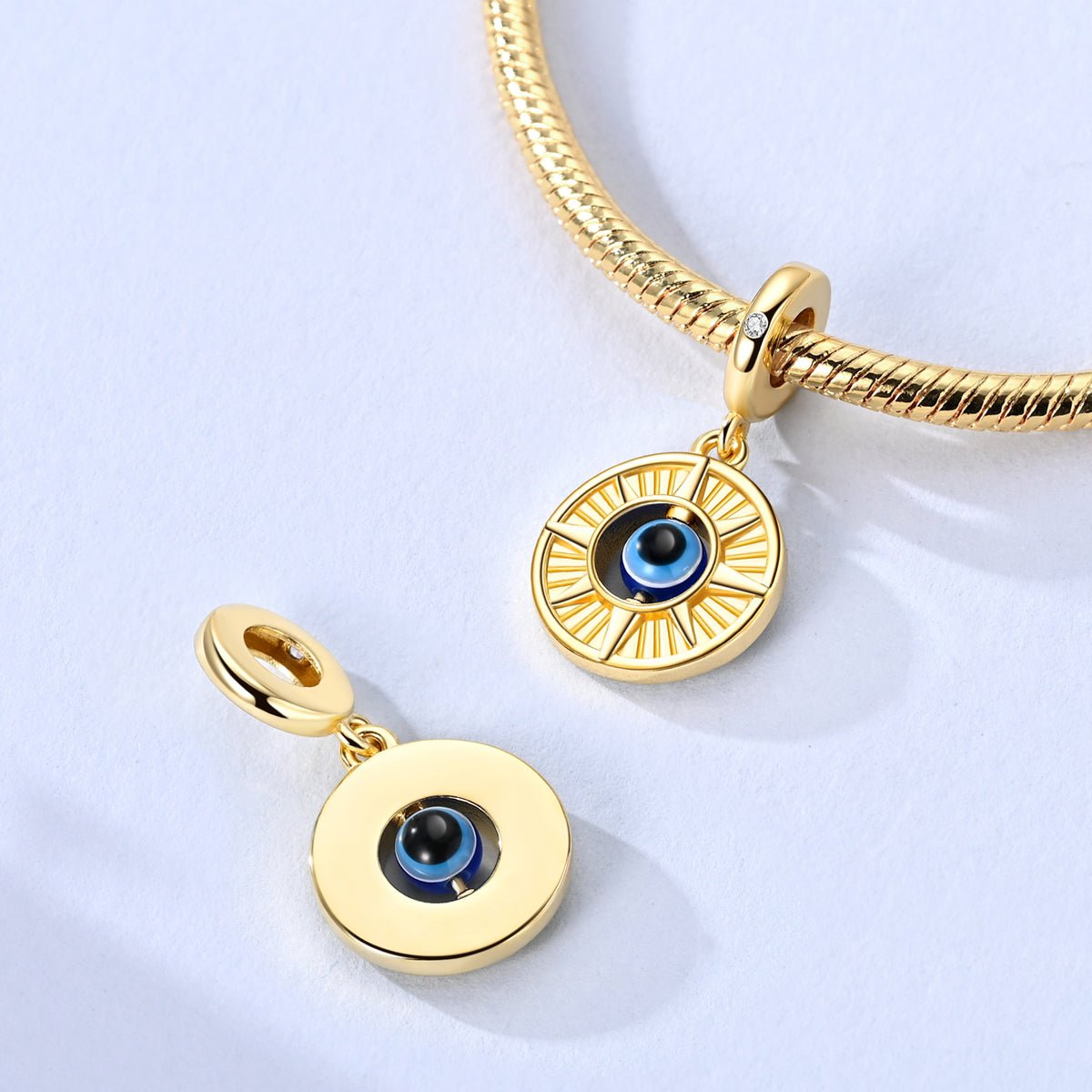 Amarante Jewelry Golden Compass Evil Eye Dangle Charm