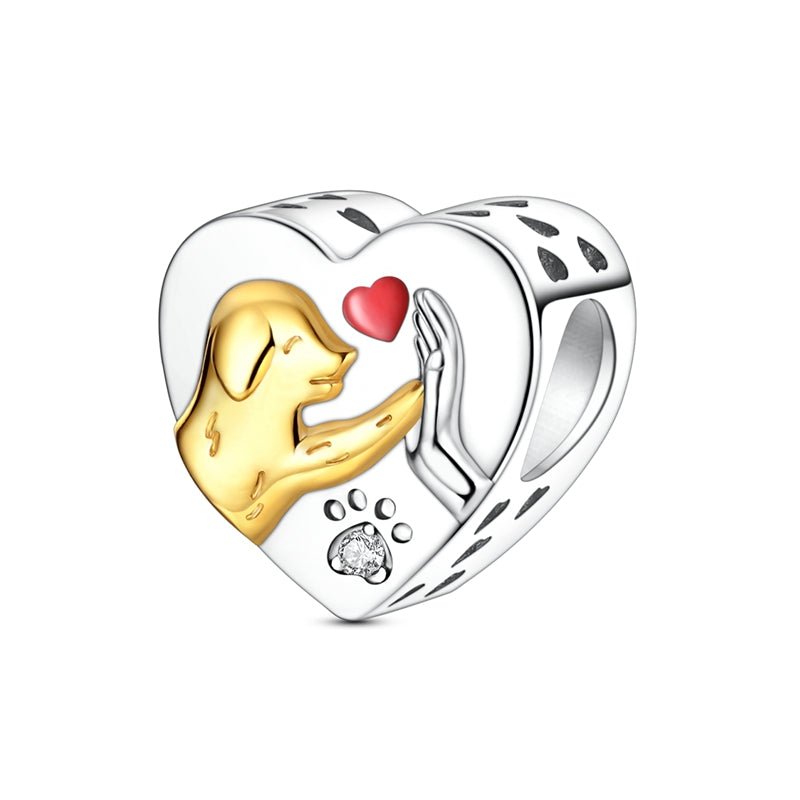 Amarante Jewelry Golden Dog with Heart High - Five Charm