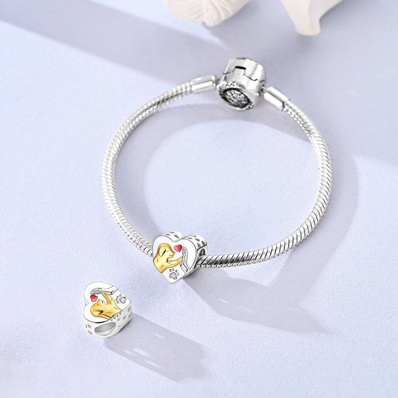 Amarante Jewelry Golden Dog with Heart High - Five Charm