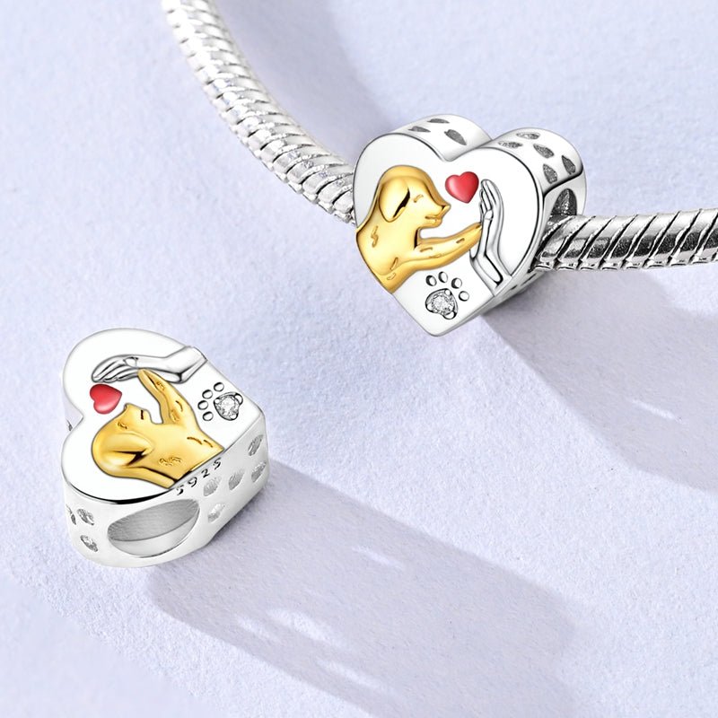 Amarante Jewelry Golden Dog with Heart High - Five Charm