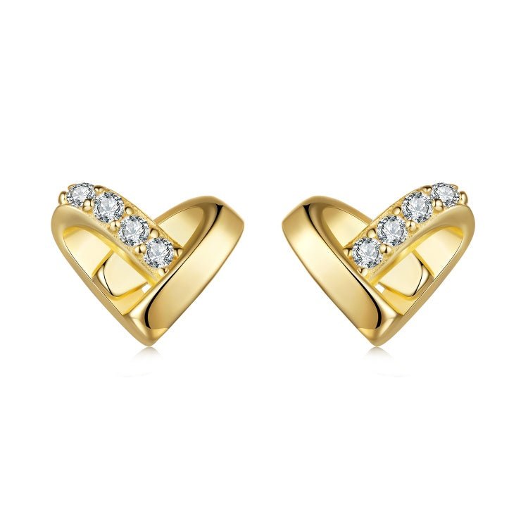 Amarante Jewelry Golden Embrace Heart Stud Earrings