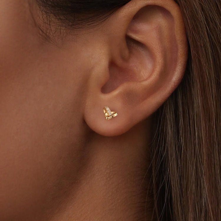 Amarante Jewelry Golden Embrace Heart Stud Earrings