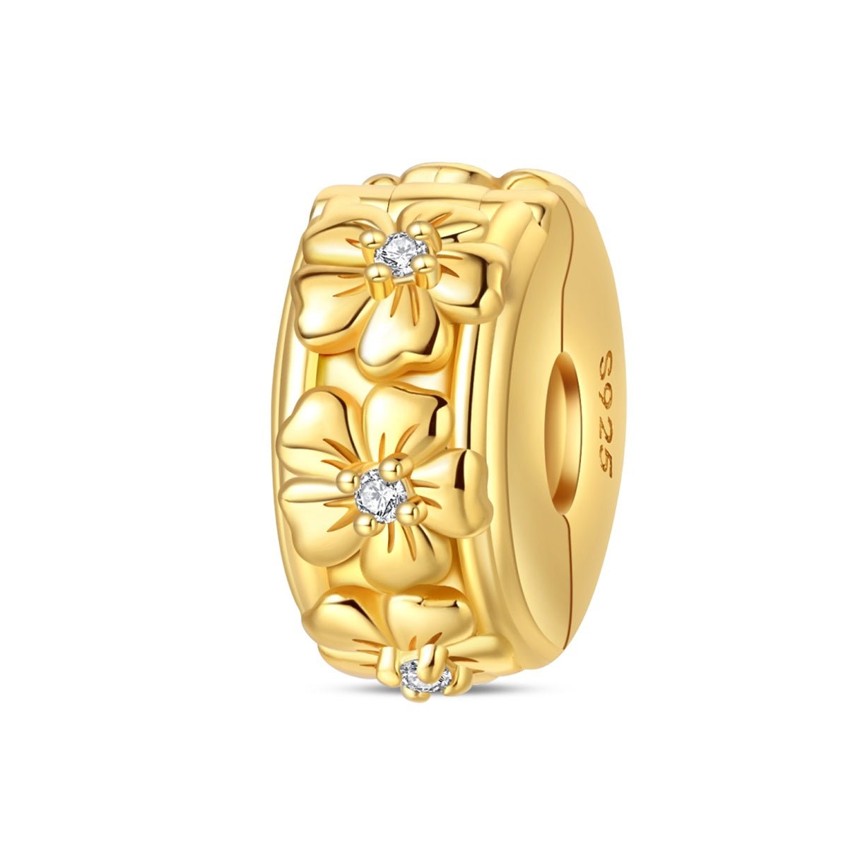 Amarante Jewelry Golden Floral Blossom with Crystal Accents Clip Charm