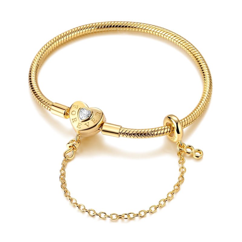 Amarante Jewelry Golden Forever Love Heart Snake Chain Bracelet