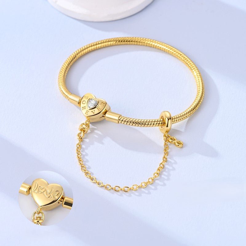 Amarante Jewelry Golden Forever Love Heart Snake Chain Bracelet