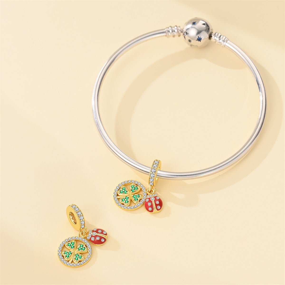 Amarante Jewelry Golden Four - Leaf Clover & Ladybug Lucky Dangle Charm