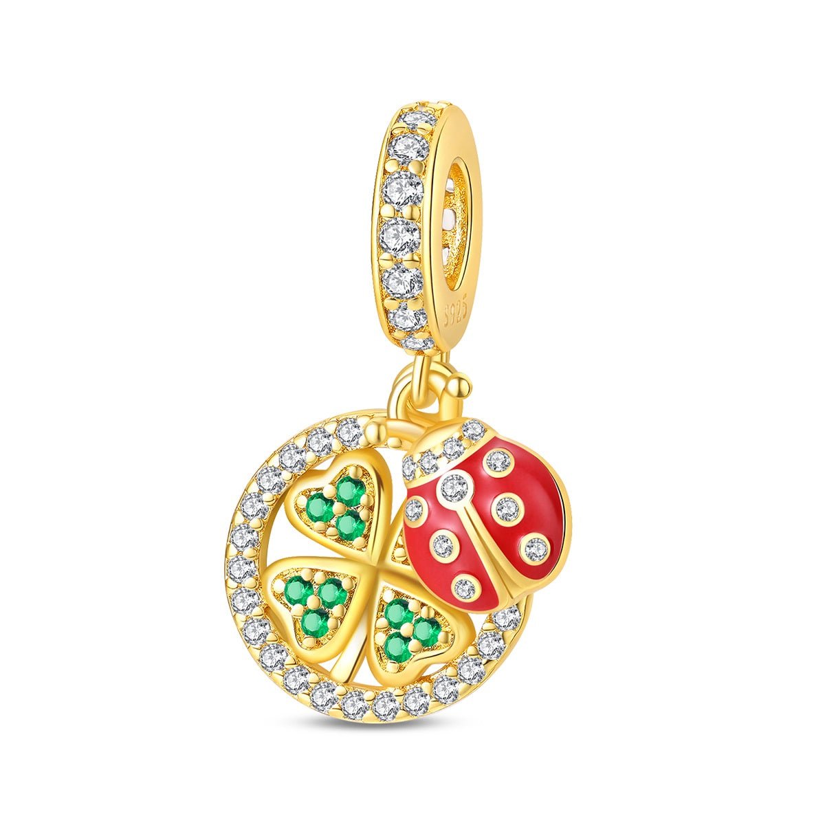 Amarante Jewelry Golden Four - Leaf Clover & Ladybug Lucky Dangle Charm
