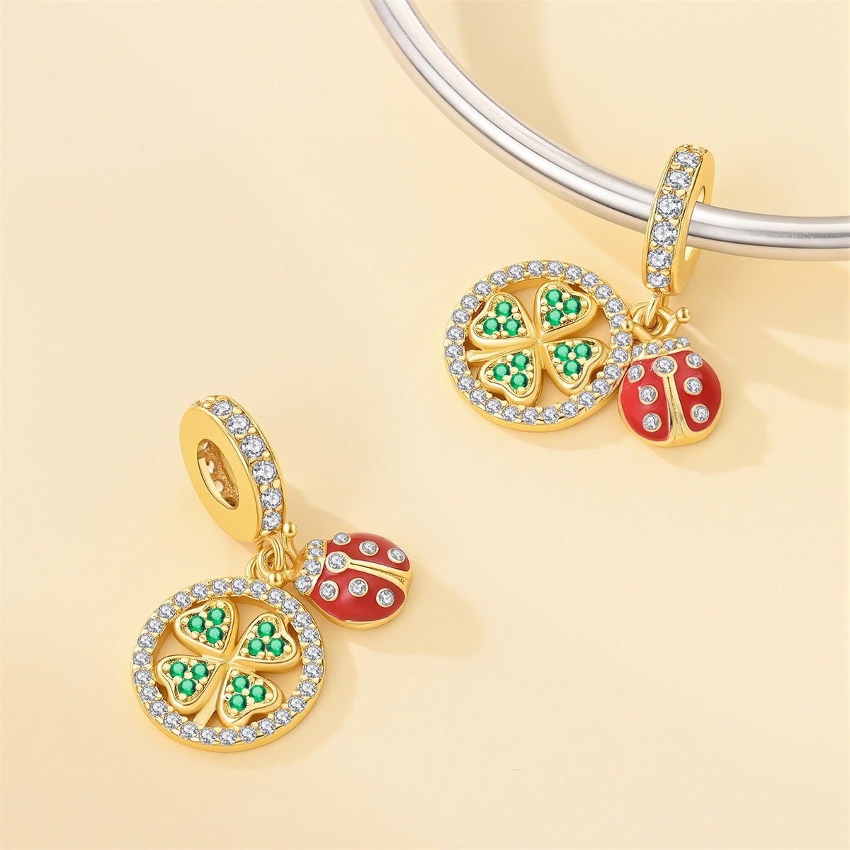 Amarante Jewelry Golden Four - Leaf Clover & Ladybug Lucky Dangle Charm