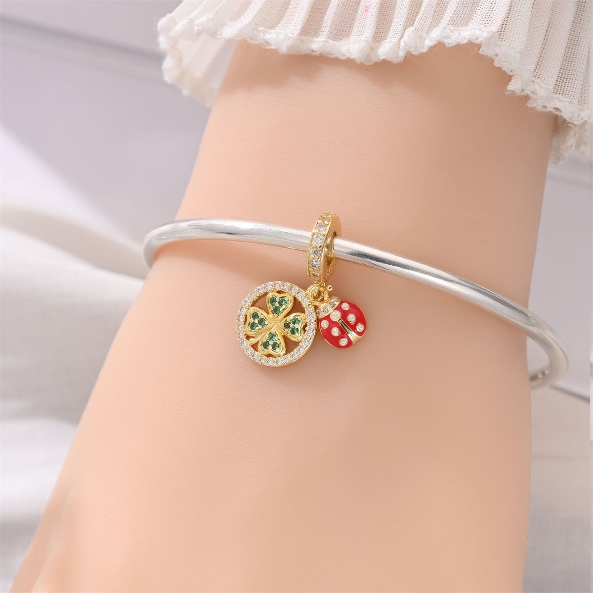 Amarante Jewelry Golden Four - Leaf Clover & Ladybug Lucky Dangle Charm