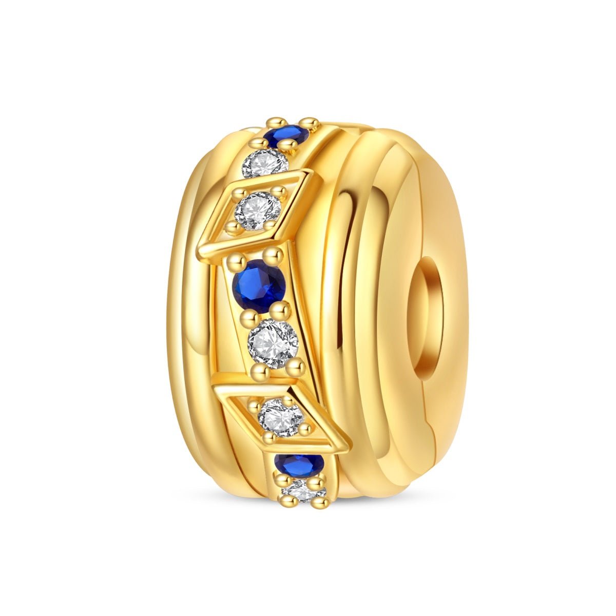 Amarante Jewelry Golden Geometric with Blue and Clear Stones Clip Charm