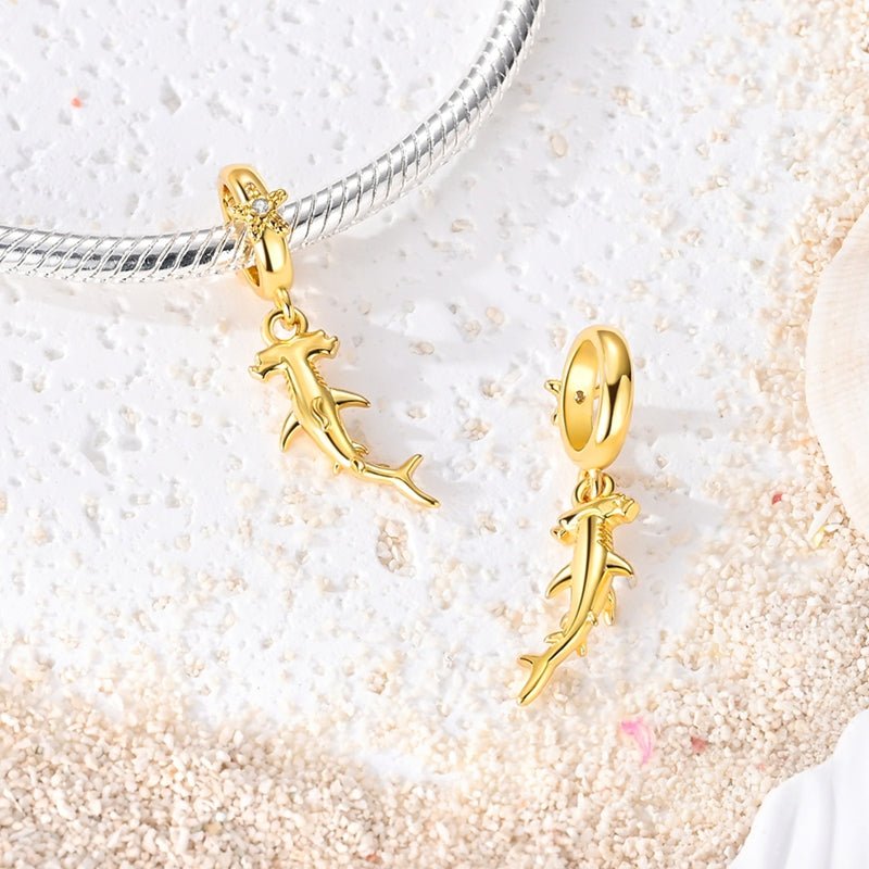 Amarante Jewelry Golden Hammerhead Shark Dangle Charm