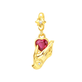 Amarante Jewelry Golden Hand with Ruby Heart Charm