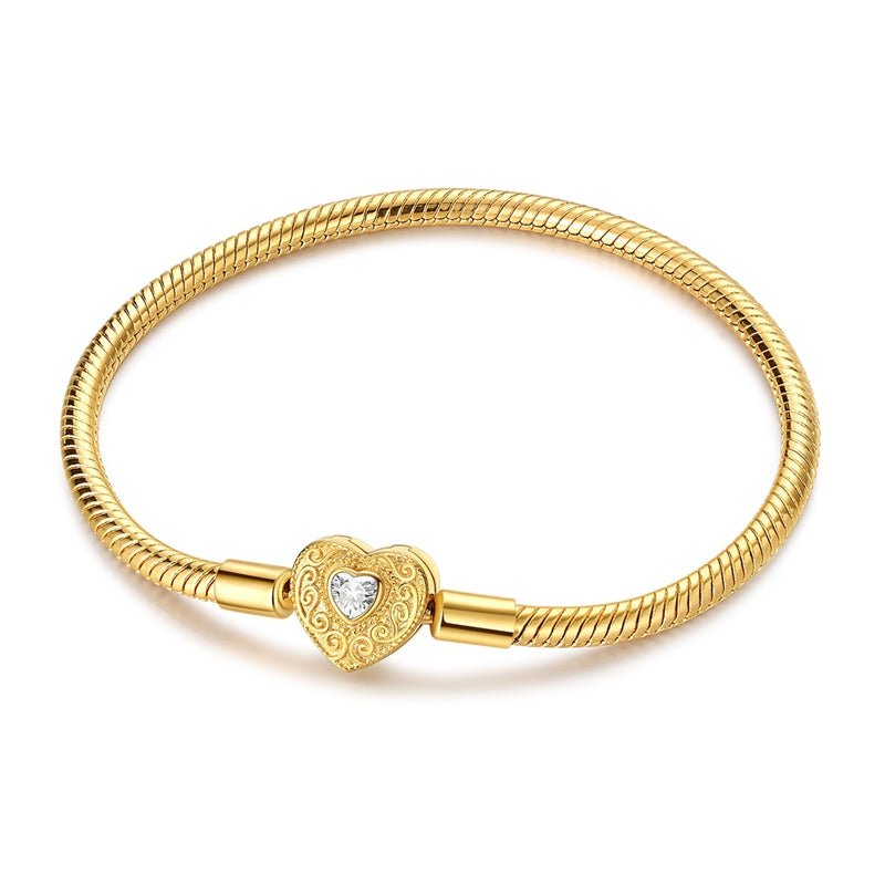Amarante Jewelry Golden Heart Clasp Snake Chain Bracelet