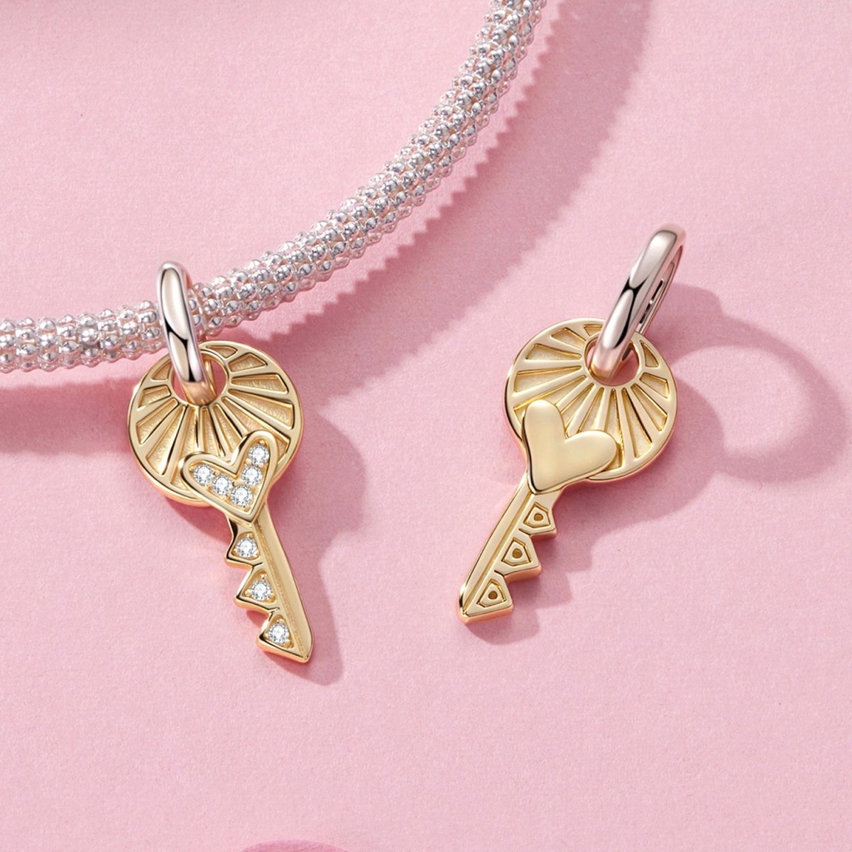 Amarante Jewelry Golden Heart Key Charm