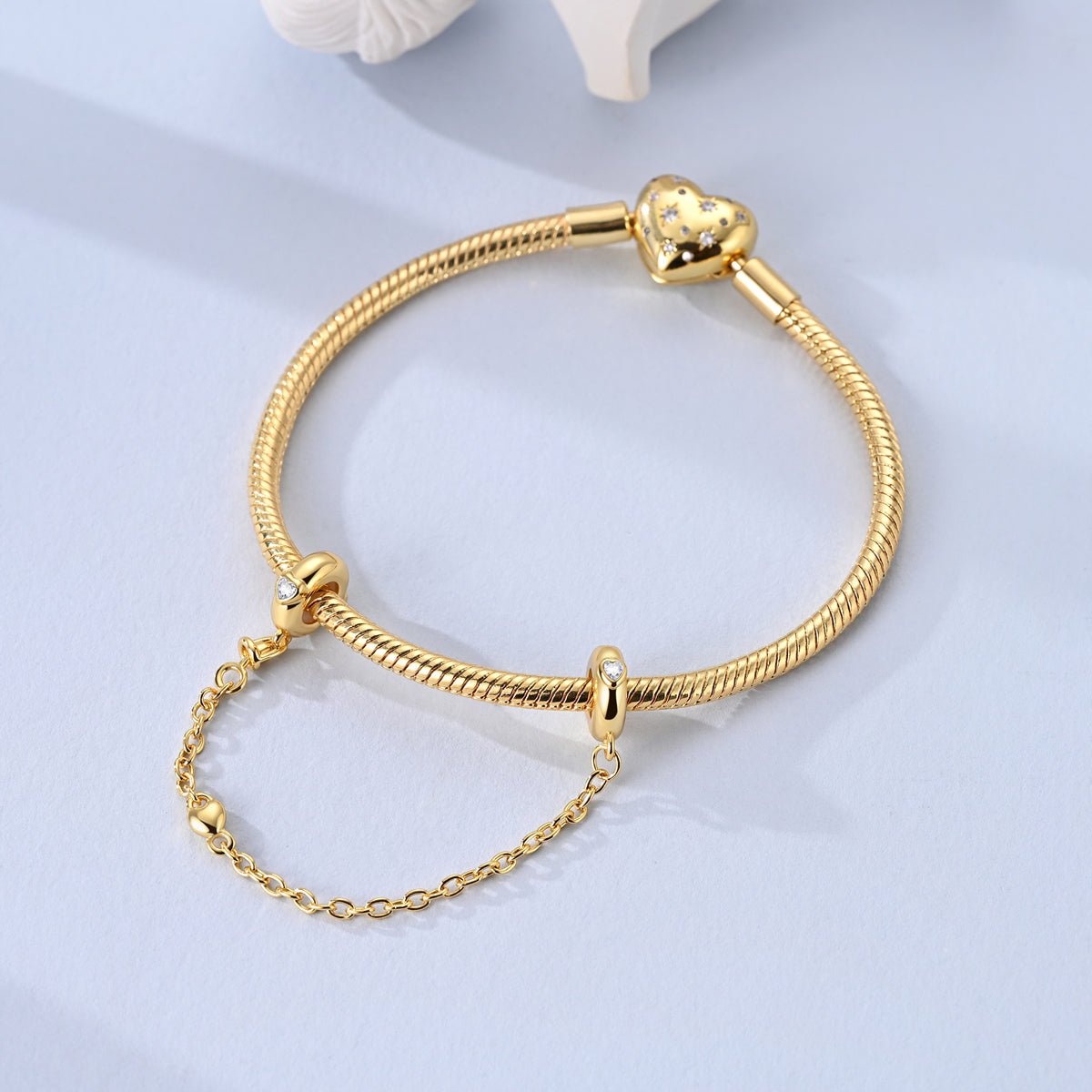 Amarante Jewelry Golden Heart Safety Chain Charm