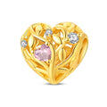 Amarante Jewelry Golden Heart Tree of Life Pink Crystal Charm