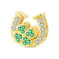Amarante Jewelry Golden Horseshoe with Green Clover Lucky Charm