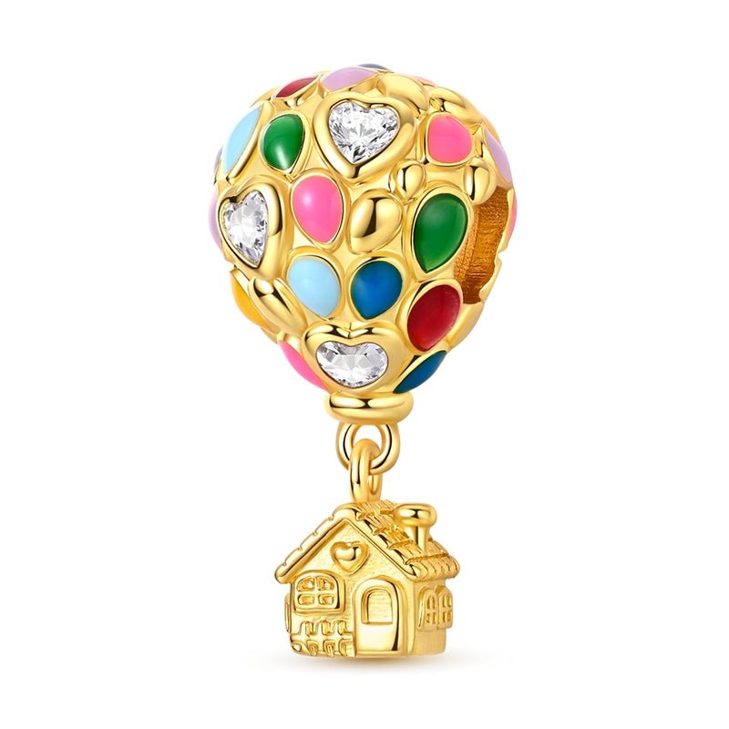 Amarante Jewelry Golden Hot Air Balloon & House Dangle Charm