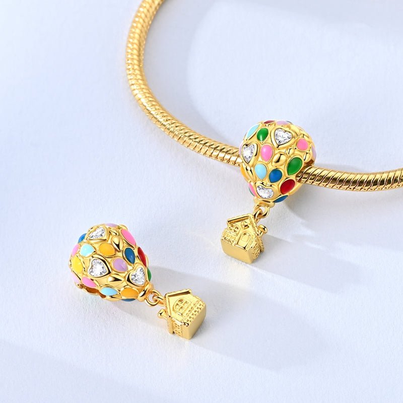 Amarante Jewelry Golden Hot Air Balloon & House Dangle Charm
