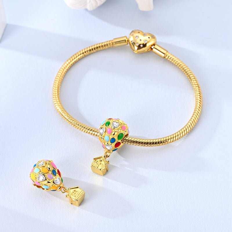 Amarante Jewelry Golden Hot Air Balloon & House Dangle Charm