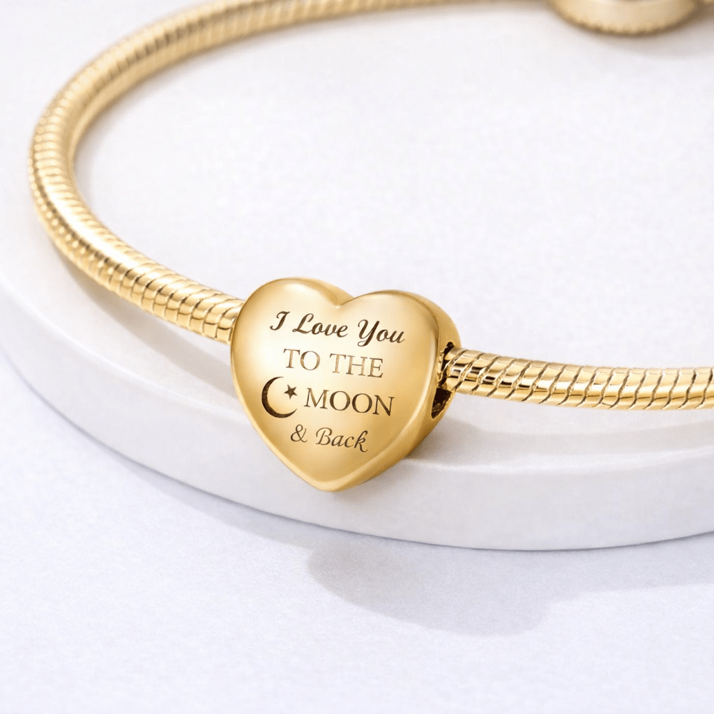 Amarante Jewelry Golden I Love You to the Moon & Back Heart Charm