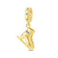 Amarante Jewelry Golden Ice Skate with Blue Crystal Dangle Charm