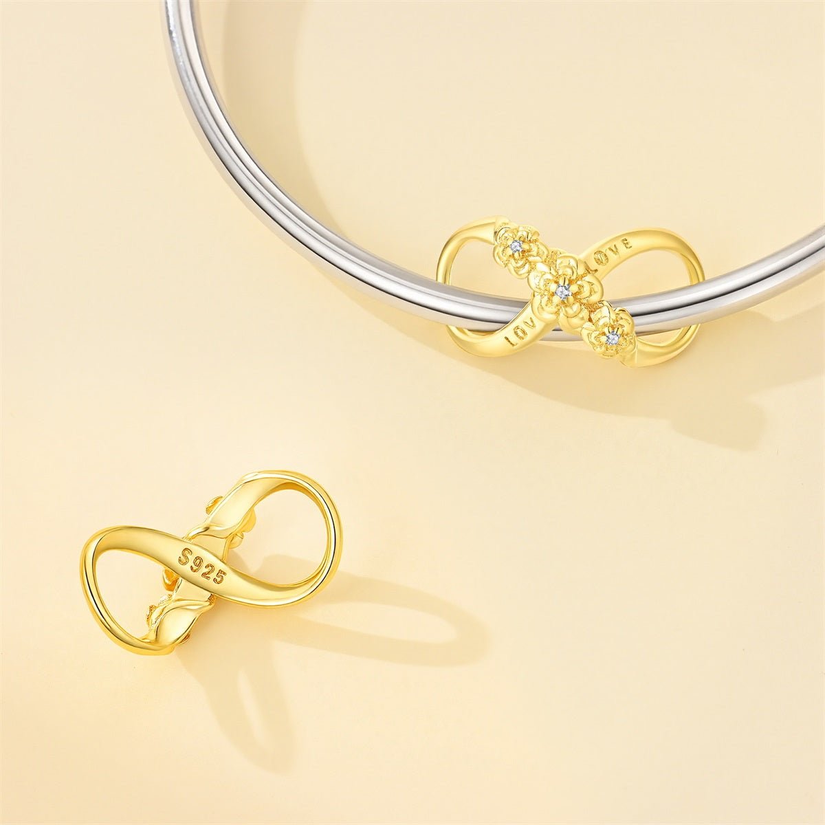 Amarante Jewelry Golden Infinity “Love” Floral Charm