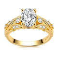 Amarante Jewelry Golden Leaf Sparkle Oval Solitaire Ring