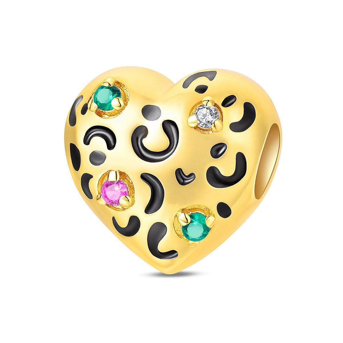 Amarante Jewelry Golden Leopard Print Heart Charm