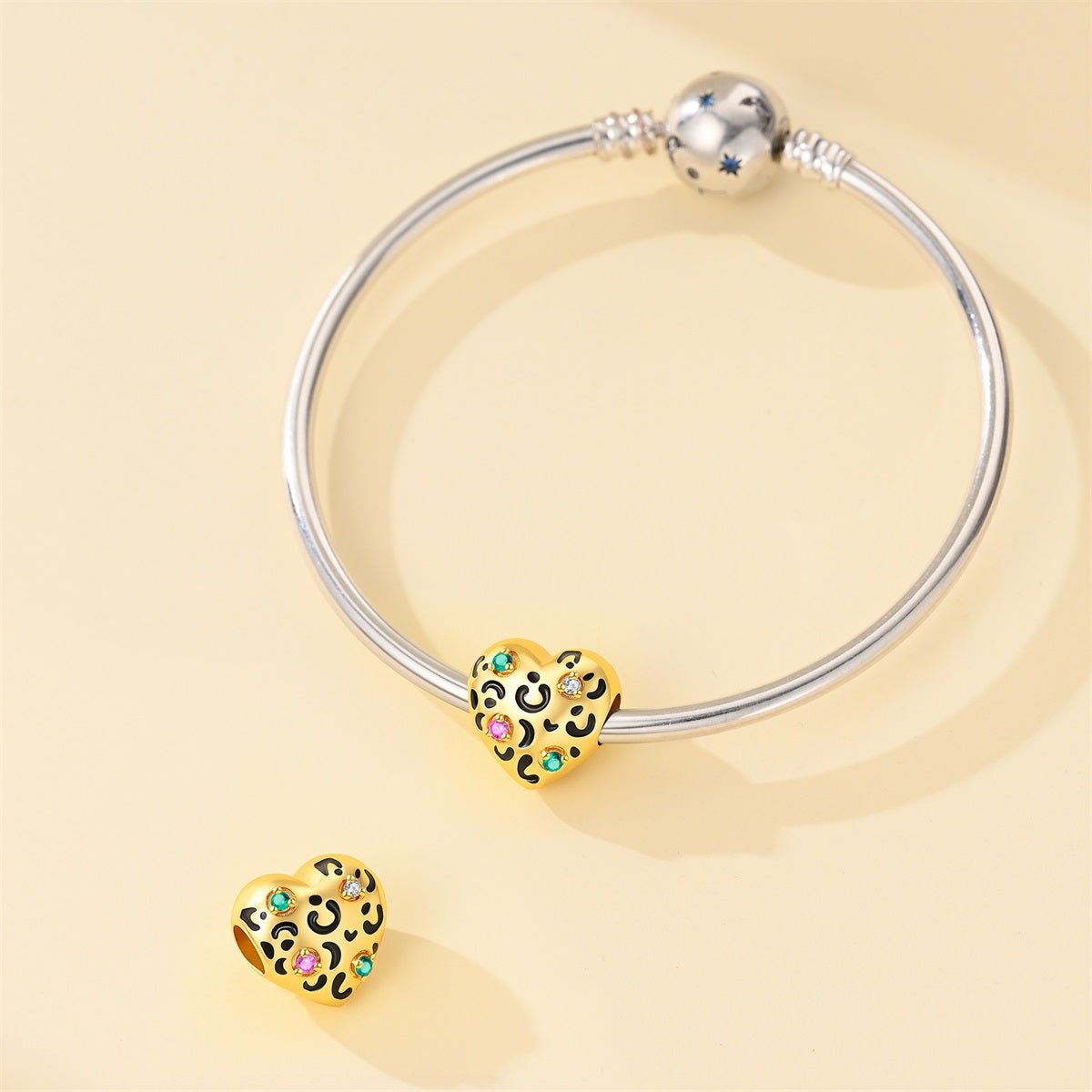 Amarante Jewelry Golden Leopard Print Heart Charm