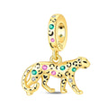 Amarante Jewelry Golden Leopard with Colorful Stones Dangle Charm