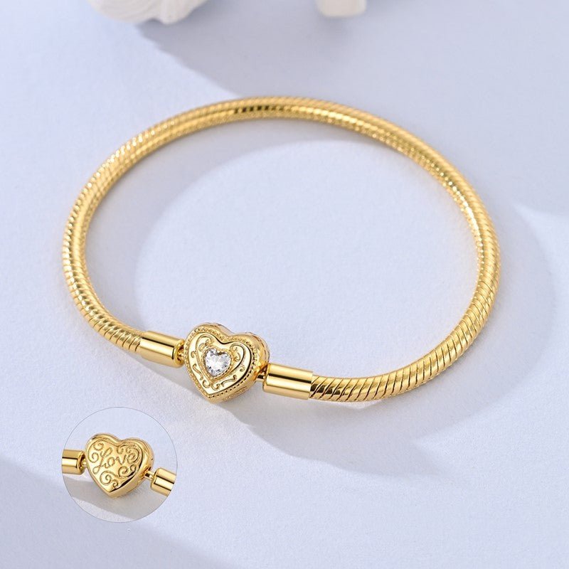 Amarante Jewelry Golden Love Heart Snake Chain Bracelet