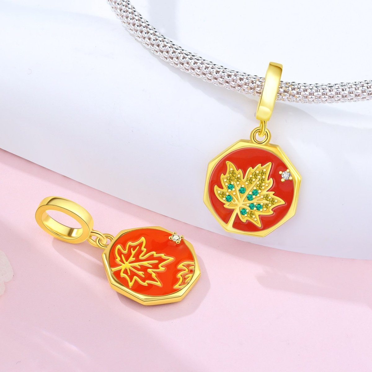 Amarante Jewelry Golden Maple Leaf Autumn Dangle Charm