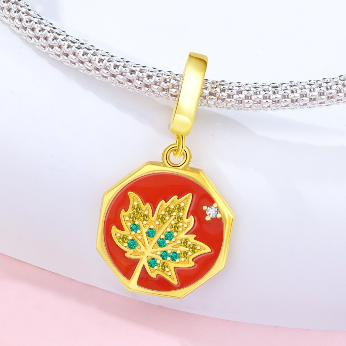 Amarante Jewelry Golden Maple Leaf Autumn Dangle Charm