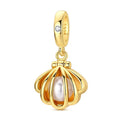 Amarante Jewelry Golden Opening Seashell Pearl Dangle Charm