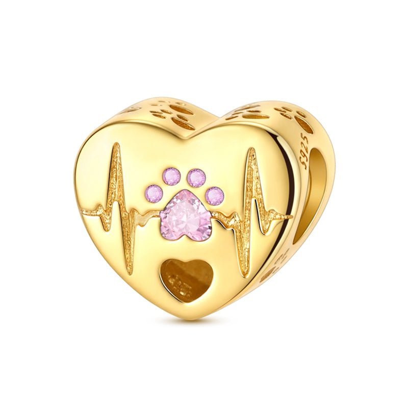 Amarante Jewelry Golden Paw Heartbeat Heart Charm