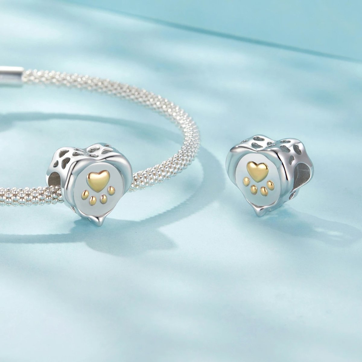 Amarante Jewelry Golden Paw Print Heart Charm