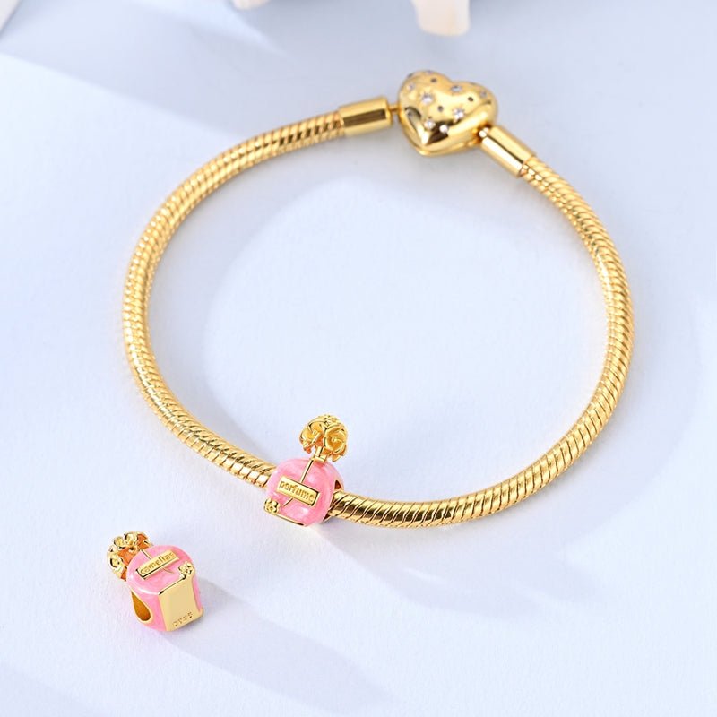 Amarante Jewelry Golden Pink Perfume Bottle Charm