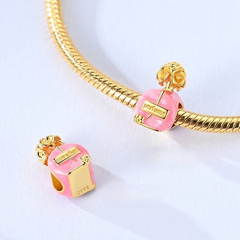 Amarante Jewelry Golden Pink Perfume Bottle Charm