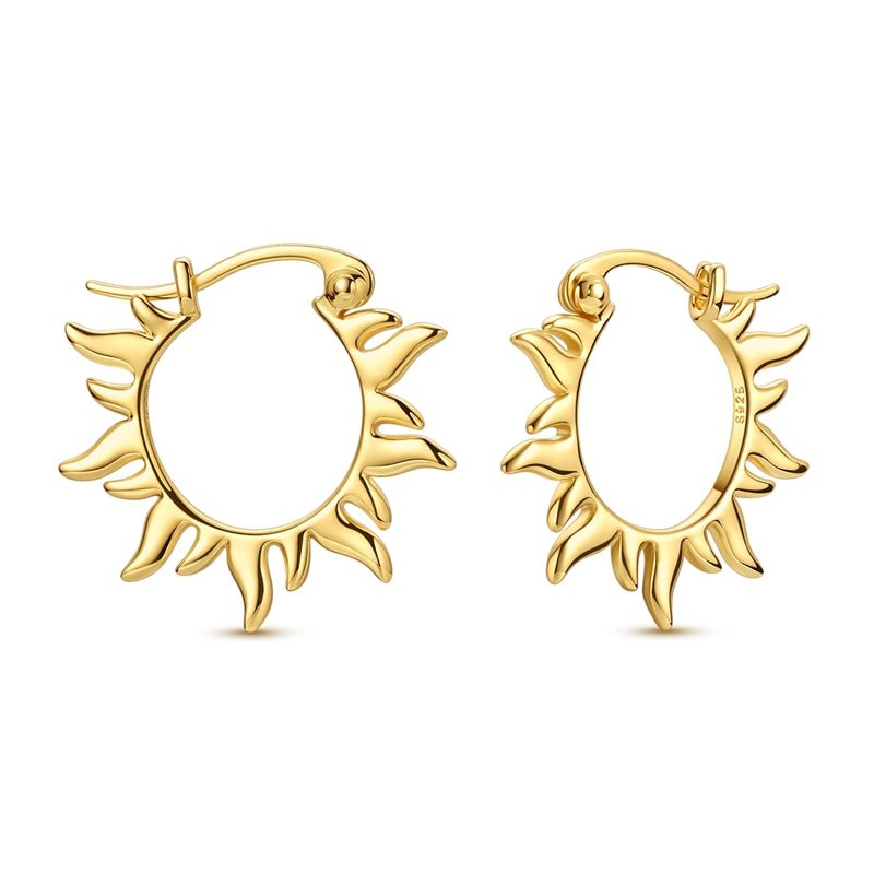 Amarante Jewelry Golden Radiant Sun Hoop Earrings
