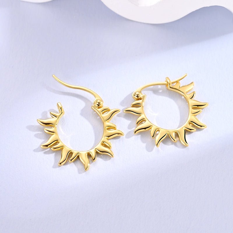 Amarante Jewelry Golden Radiant Sun Hoop Earrings