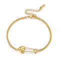 Amarante Jewelry Golden Safety Pin Heart Bracelet