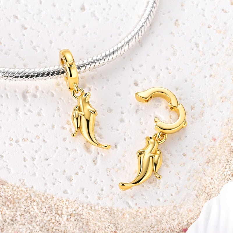 Amarante Jewelry Golden Sea Cat Mother & Baby Dangle Charm