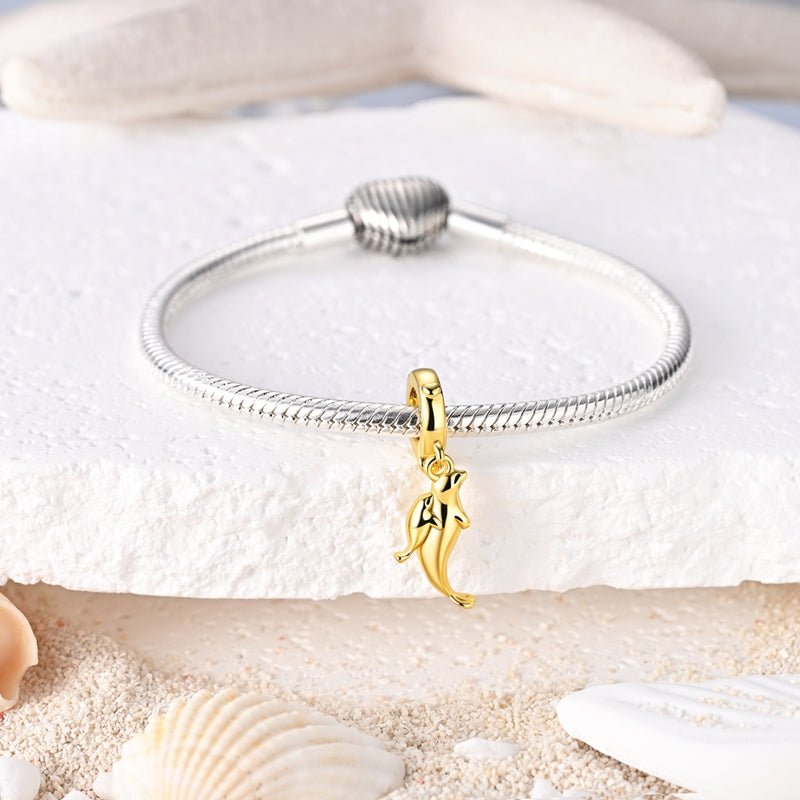 Amarante Jewelry Golden Sea Cat Mother & Baby Dangle Charm