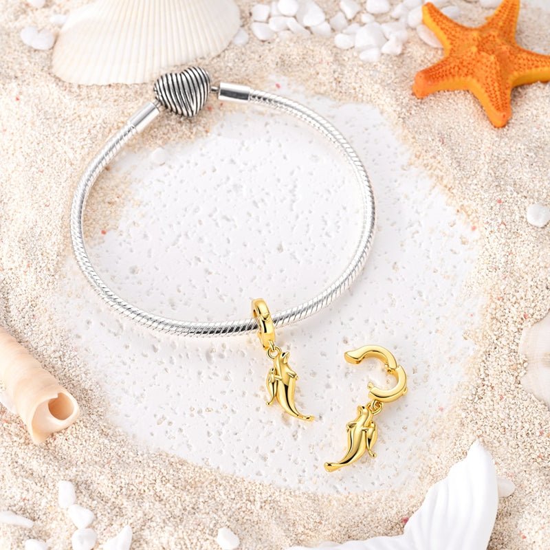 Amarante Jewelry Golden Sea Cat Mother & Baby Dangle Charm