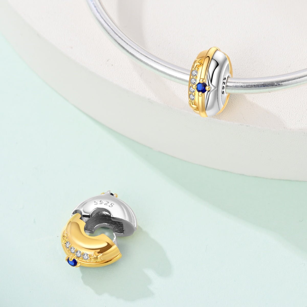 Amarante Jewelry Golden Star & Sapphire Accent Clip Charm