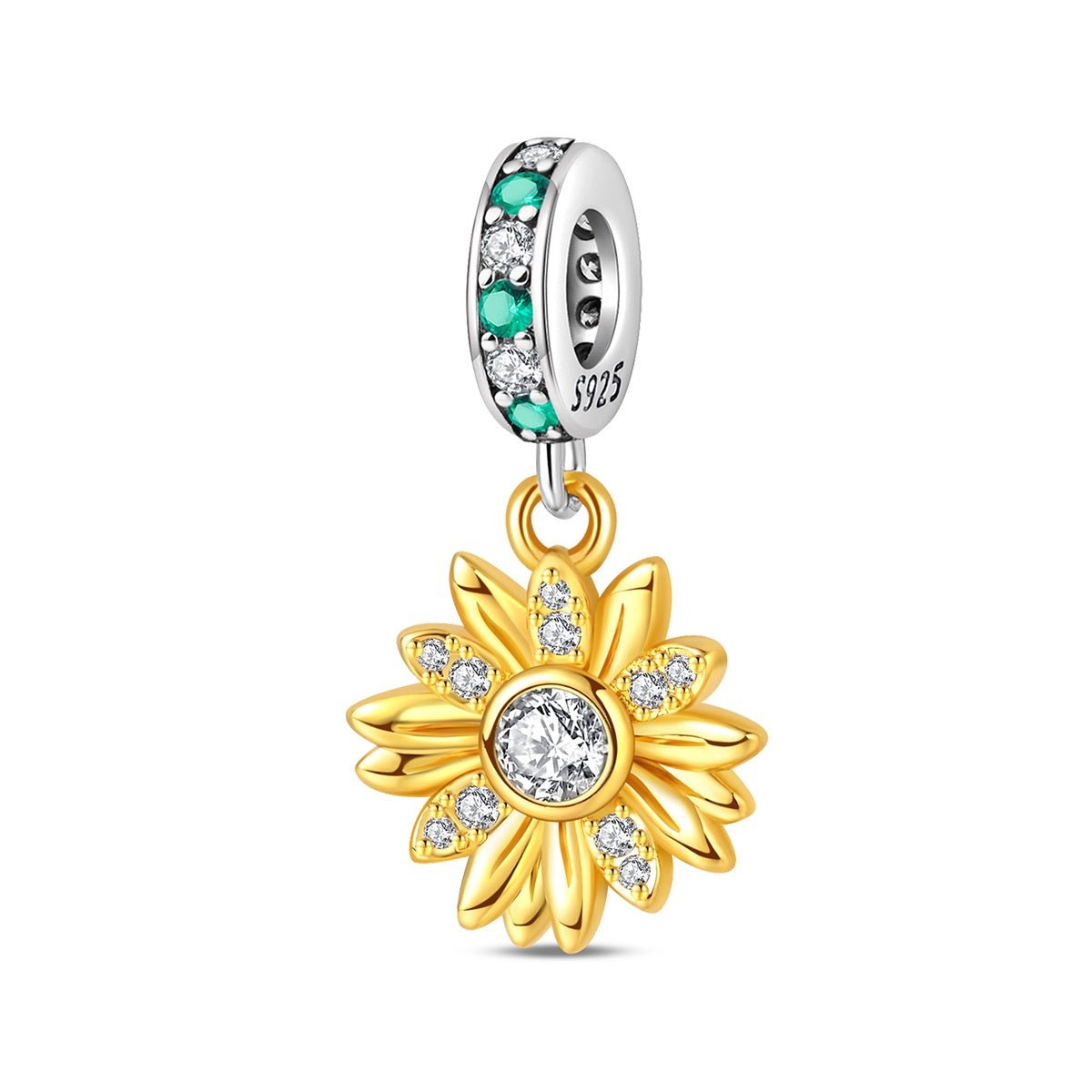 Amarante Jewelry Golden Sunflower Bloom Dangle Charm
