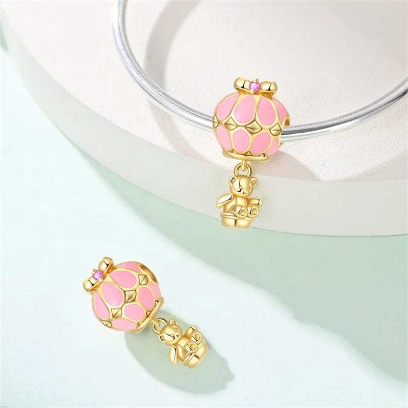 Amarante Jewelry Golden Teddy Bear Hot Air Balloon Dangle Charm