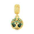 Amarante Jewelry Golden Tree of Life with Green Crystal Dangle Charm