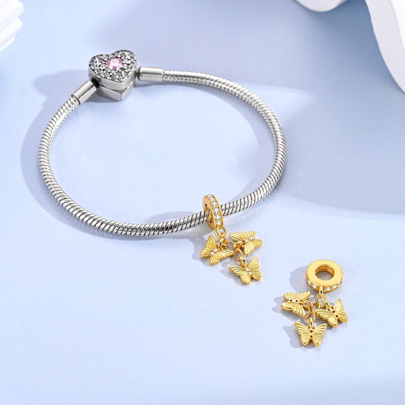 Amarante Jewelry Golden Triple Butterfly Dangle Charm